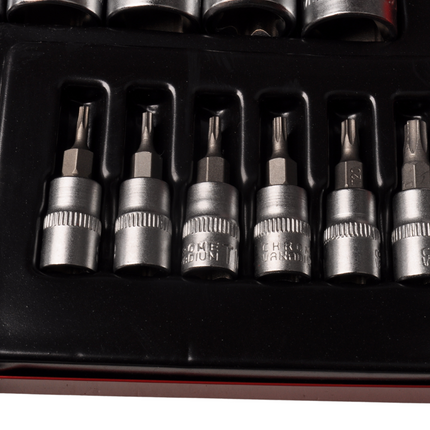 Cantonal Doppen + bitset 1/4 1/2 torx - verpakt in metalen doos - chroom vanadium kwaliteit