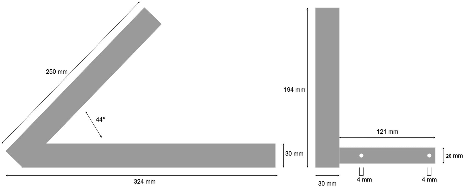 Cantonal Enkelzijdige steun/centreerpoot voor boegrol - rechts