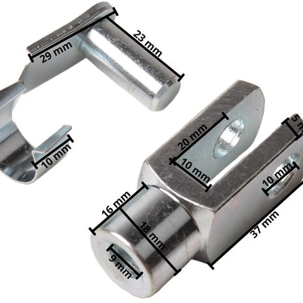 Cantonal Gaffel met borgclip M10 x 20