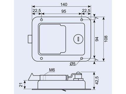 Cantonal Gepolijst Kofferslot RVS - 140x108 mm - inclusief 2 sleutels
