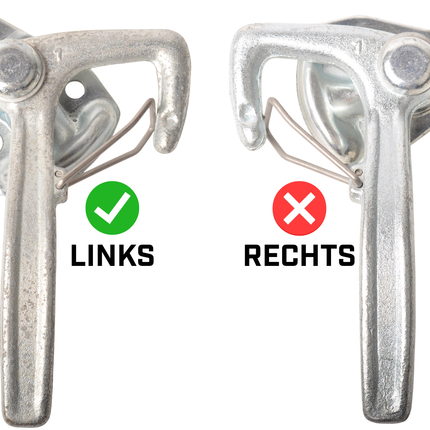 Cantonal Haaksluiting LINKS groot type 1 met veer (grote bevestigingsplaat)