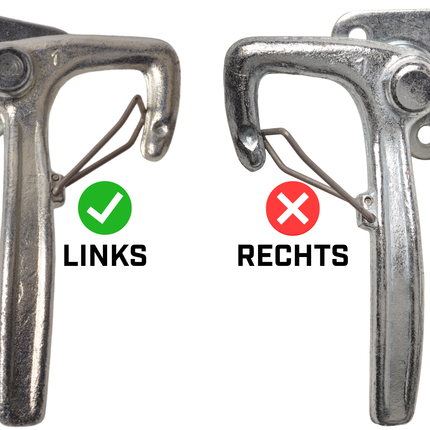 Cantonal Haaksluiting LINKS klein type 1 met veer (kleine bevestigingsplaat)