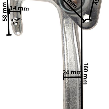 Cantonal Haaksluiting LINKS type 1 (kleine bevestigingsplaat)