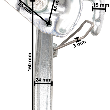 Cantonal Haaksluiting RECHTS groot met veer (grote bevestigingsplaat)