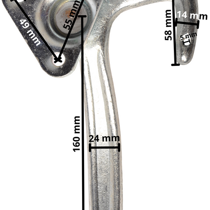 Cantonal Haaksluiting RECHTS type 1 (kleine bevestigingsplaat)