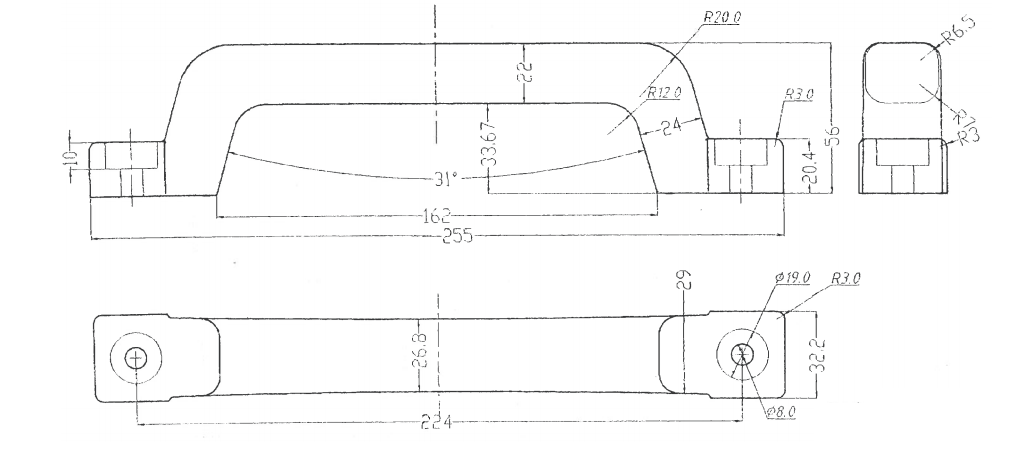 Cantonal Handgreep PVC - zwart - 224 mm h.o.h.