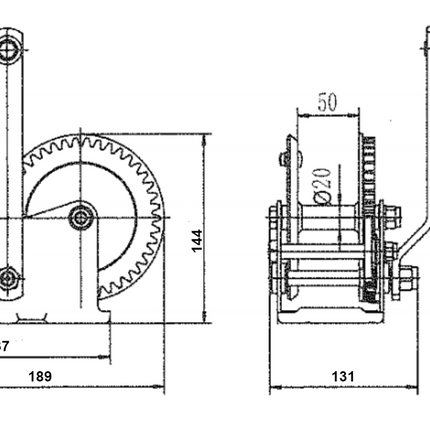 Cantonal Handlier ongeremd 575 kg overbrenging 4.2:1