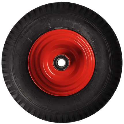 Cantonal Heavy duty kruiwagenwiel - 4.00-8 - luchtband en stalen velg - maximale belasting: 575 kg - asgat/naafdiameter: 25 mm - inclusief kogellager