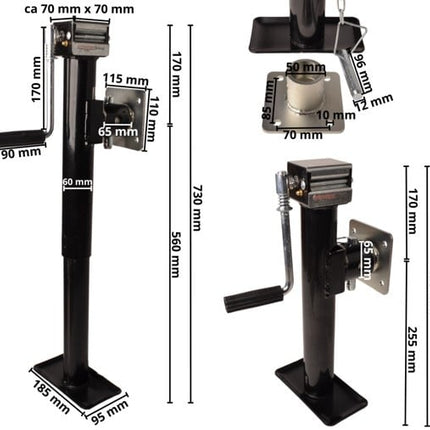 Cantonal Kantelbare en uitdraaibare steunpoot - 43-73  cm - 1000 kg - inclusief flens