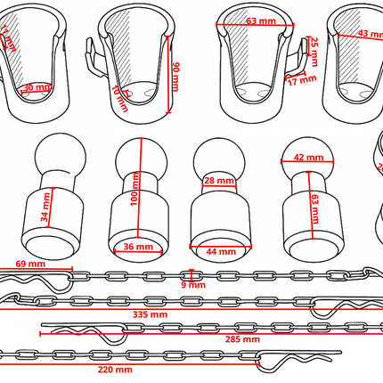 Cantonal Kipperscharnierset voor 3-zijdige kipper