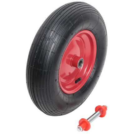 Cantonal Kruiwagenwiel - 4.00-8 - luchtband en stalen velg - maximale belasting: 195 kg - naafdiameter: 20 mm - inclusief as en afstandhouders