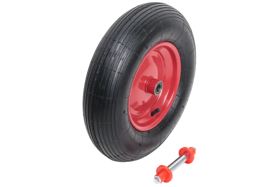 Cantonal Kruiwagenwiel - 4.00-8 - luchtband en stalen velg - maximale belasting: 195 kg - naafdiameter: 20 mm - inclusief as en afstandhouders