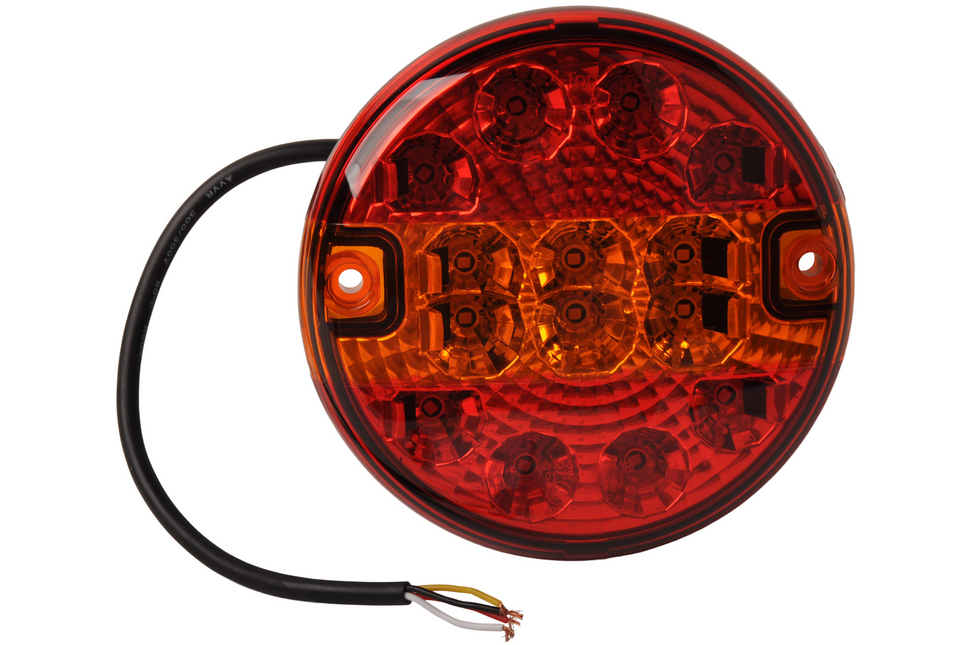 Cantonal LED achterlicht rond plat 140x35 mm - losse draad aansluiting