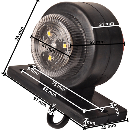 Cantonal LED breedtelicht rood/wit  40x90x75 mm