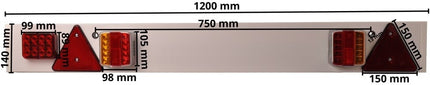 Cantonal LED lichtbalk voor aanhanger of boottrailer - 122 cm - 8 meter - 13 polig