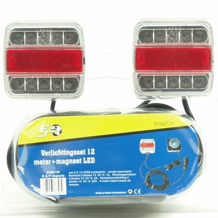 Cantonal LED verlichtingsset op magneten met 12 meter hoofdkabel - 7 polig - ideaal voor bootrailers