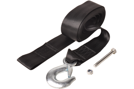 Cantonal Lierband met haak – 5 cm x 6,1 meter – 612 kg – zwart - incl. montagebout
