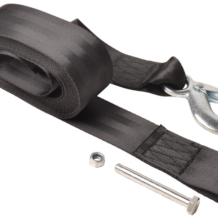 Cantonal Lierband met haak – 5 cm x 6,1 meter – 612 kg – zwart - incl. montagebout