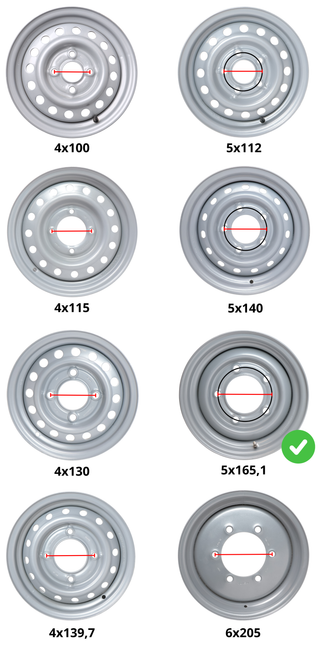 Cantonal Losse 12 inch aanhanger velg - 4.5Jx12 - Ifor Williams - steekmaat: 5x165,1 - draagvermogen: 900 kg - naafdiameter: 114,5 mm - ET0