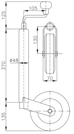 Cantonal Neuswiel - rond 48 mm - draagvermogen: 150 kg - rubberband en stalen velg