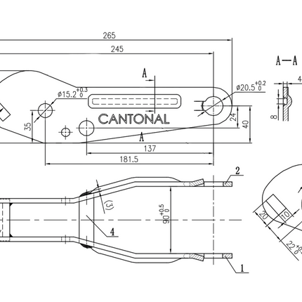 Cantonal Neuswiel - rond 60 mm - automatisch opklapbaar - extra lang