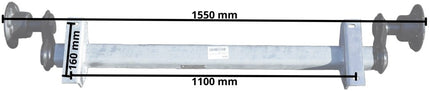 Cantonal Ongeremde torsie as - padmaat 1100 mm - flensmaat 1550 mm - 750 kg - 4x100