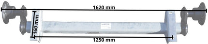 Cantonal Ongeremde torsie as - padmaat 1250 mm - flensmaat 1620 mm - 750 kg - 4x100