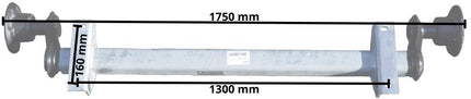 Cantonal Ongeremde torsie as - padmaat 1300 mm - flensmaat 1750 mm - 750 kg - 4x100