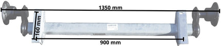 Cantonal Ongeremde torsie as - padmaat 900 mm - flensmaat 1350 mm - 750 kg - 4x100