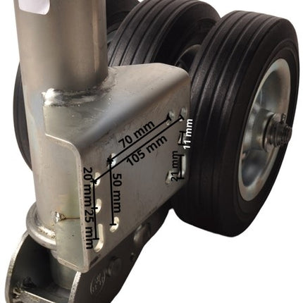 Cantonal Opklapbaar neuswiel - 60 mm - statisch draagvermogen: 250 kg - 3 massieve wielen