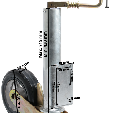 Cantonal Opklapbaar Neuswiel 73 mm 800 kg half automatisch