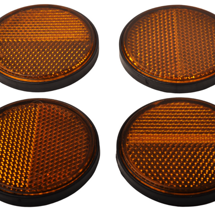 Cantonal Oranje/gele reflector 58 mm zelfklevend rond - 4 stuks