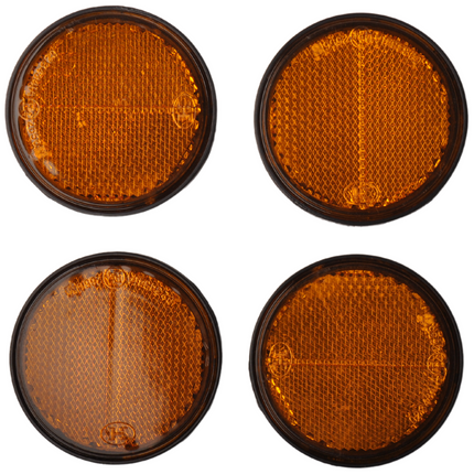 Cantonal Oranje/gele reflector 58 mm zelfklevend rond - 4 stuks