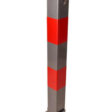 Cantonal Parkeerpaal met slot - 650x60x60 mm - grijs/rood - hoogwaardige kwaliteit