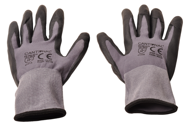 Cantonal PU werkhandschoenen set – 12 paar (24 stuks) – maat XL/10 – nylon/spandex – slijtvaste grip
