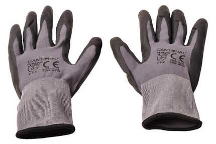 Cantonal PU werkhandschoenen set – 12 paar (24 stuks) – maat XL/10 – nylon/spandex – slijtvaste grip