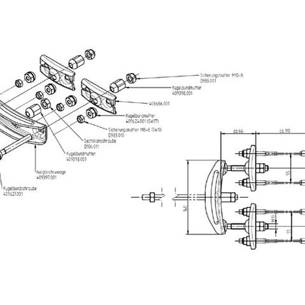 Cantonal Remgarnituur Tandemas M10 2 mtr lengte draadeind compleet
