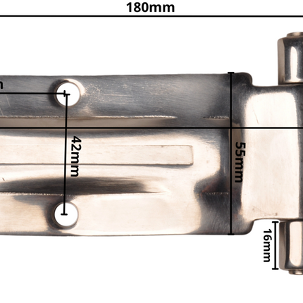 Cantonal RVS gebogen deur scharnier 180mm