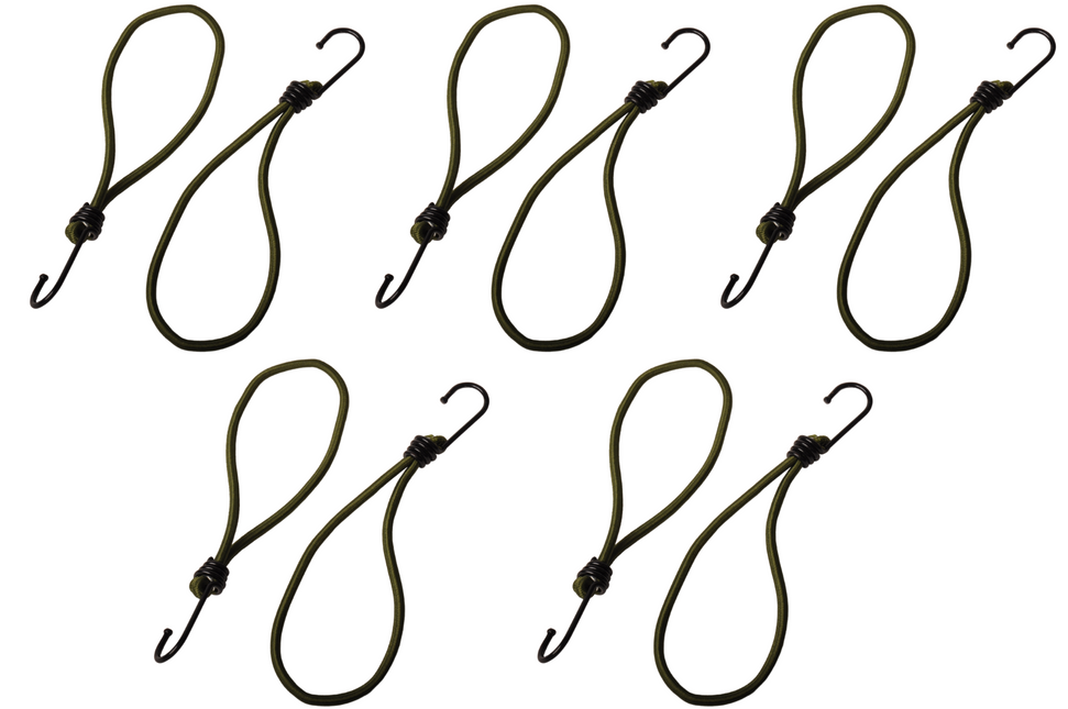 Cantonal Set van 10 Spanelastieken met haak  (donkergroen) 230 mm