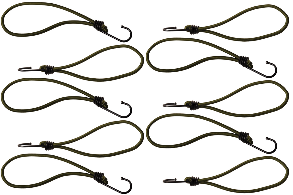 Cantonal Set van 10 Spanelastieken met haak  (donkergroen) 230 mm