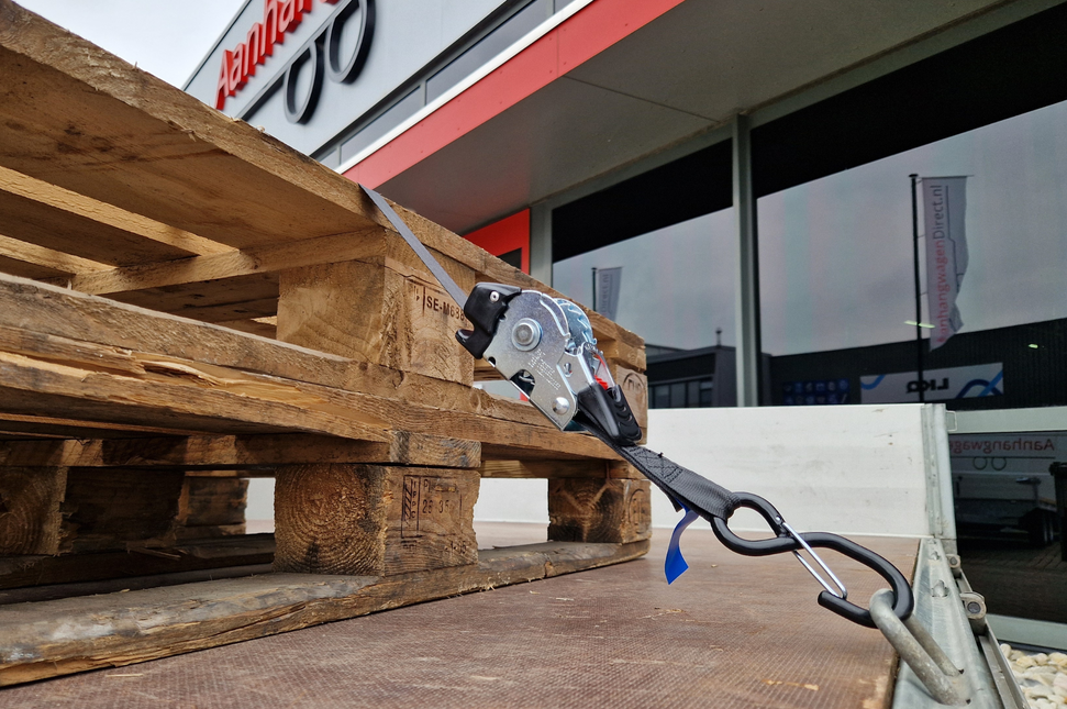 Cantonal Set van 2 automatisch oprollende spanbanden - 180x2,5 cm - breekbelasting 600 kg - incl. S-haken en borgveer