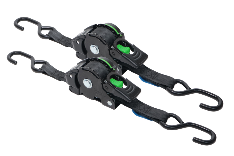 Cantonal Set van 2 automatisch oprollende spanbanden - 300x2,5 cm - 600 kg - S-haken - waterdicht