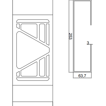 Cantonal Set van 2 beschermrekken Multiled 4 - 253x141x63,7 mm - met vrije driehoek - RVS materiaal