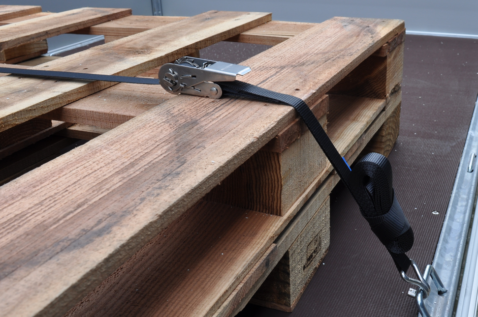 Cantonal Set van 2 spanbanden - 570x2,5 cm - zwart - breekbelasting 400 kg - incl. RVS haak en ratel