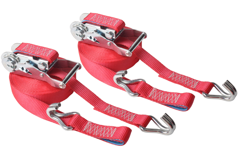 Cantonal Set van 2 spanbanden - 700x2,5 cm - rood - breekbelasting 750 kg