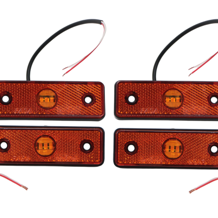 Cantonal Set van 4 oranje/gele markeringslampen - 100x34,5x11,5 mm - inclusief 10 cm 2 aderige draad