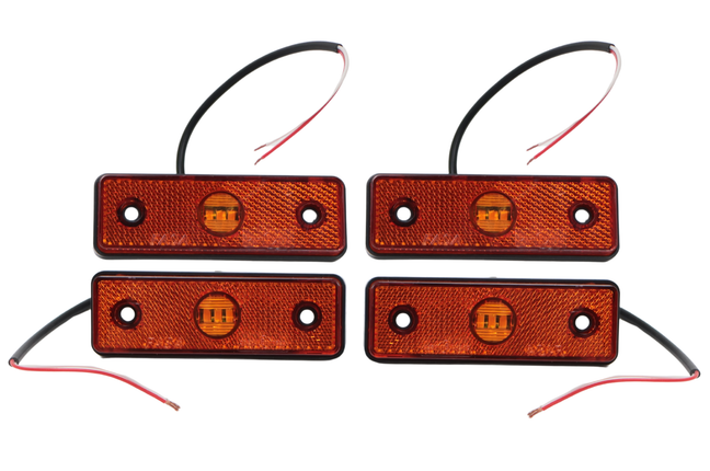 Cantonal Set van 4 oranje/gele markeringslampen - 100x34,5x21 mm - inclusief 10 cm 2 aderige draad