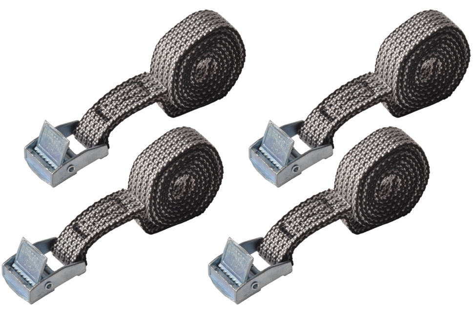 Cantonal Set van 4 sjorband - 80x1,6 cm - grijs - breekbelasting 150 kg