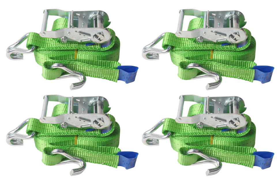 Cantonal Set van 4 spanbanden 600x3,5 cm - groen - breekbelasting 2000 kg