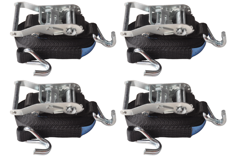 Cantonal Set van 4 spanbanden - 600x3,5 cm - zwart - breekbelasting 3000 kg